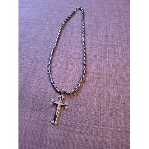 Collier Acier Avec Croix 60cm