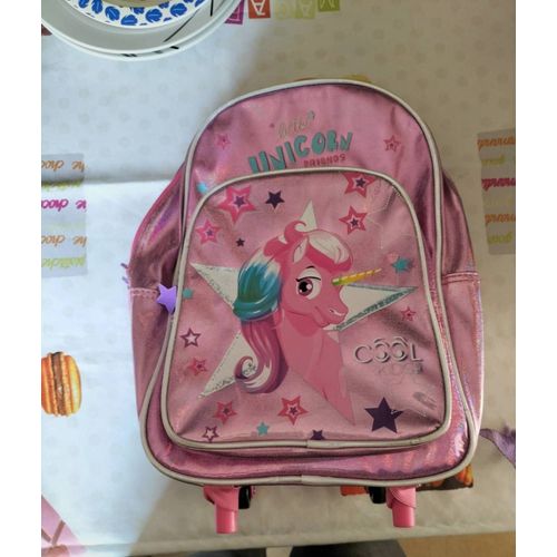 Cartable licorne à roulettes