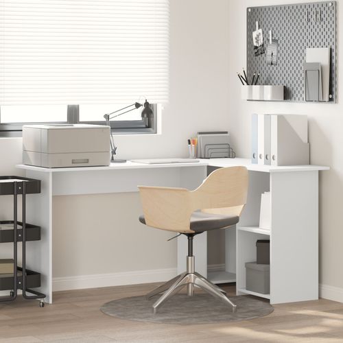 Vidaxl Bureau Blanc Blanc Bois D'ingénierie Moyenne Bureau D'ordinateur
