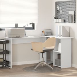 Vidaxl Bureau Blanc Blanc Bois D'ingénierie Moyenne Bureau D'ordinateur