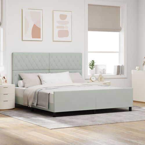 Lit Vidaxl Gris Clair 180x200 Cm Velours