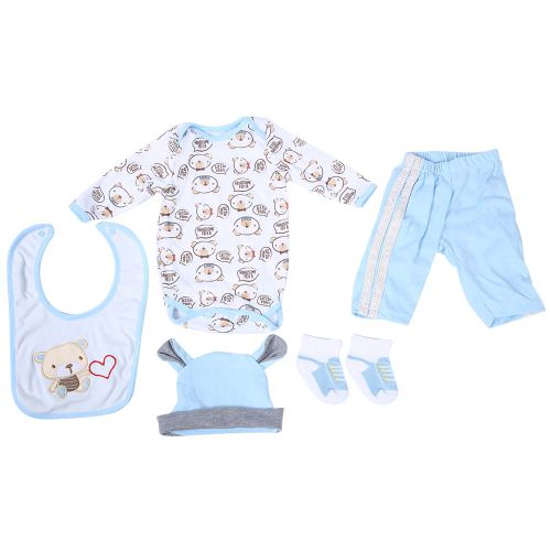 CONNOR ensemble de vetements pour poupee de simulation pour bebe, joli ours bleu clair de dessin anime pour poupee de 50 a 55 cm. Ours bleu clair