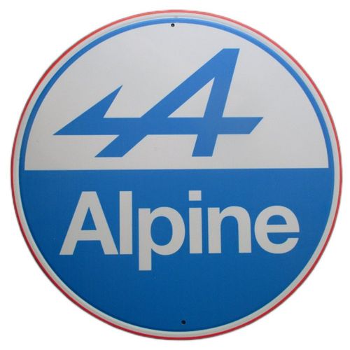 Plaque Logo Alpine Bleu Blanc Rouge Tole Decorative Ronde 30cm