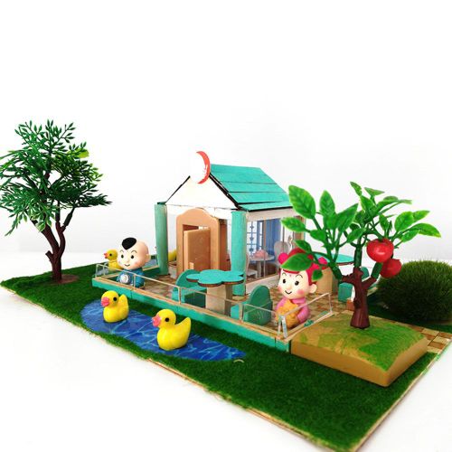 CONNOR Maison de poupee de dessin anime avec meubles, kits de materiaux de construction, jouet educatif pour enfants