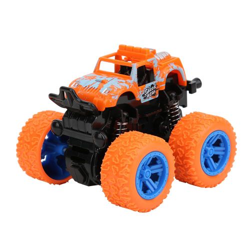CONNOR Voiture de cascade tout-terrain a inertie pour enfants avec ressorts a quatre roues et amortisseurs, jouet Monster Trucks, orange