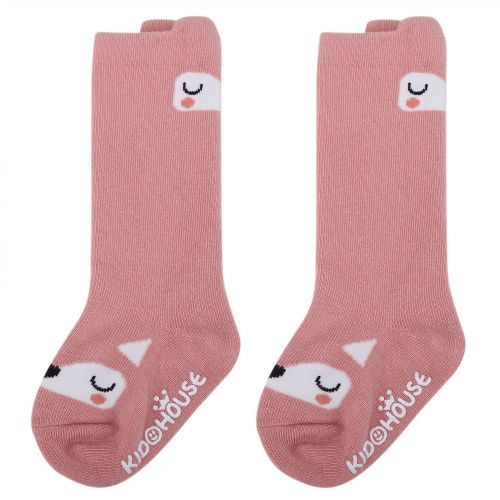 Connor 1 Paire De Chaussettes En Coton Peigne Pour Bebe Fille, Antiderapantes, Douces Et Respirantes, Motif Renard Rose, Taille S