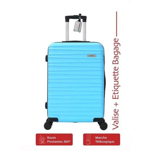 Valise Moyenne 65cm Rigide Swift Rose + Étiquette Bagage - 4 Roues 360 - 30kg - 65L ¿ ADC