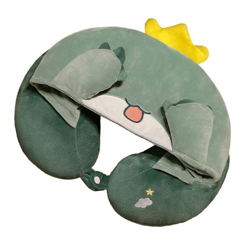 CONNOR Oreiller de voyage a capuche en forme de U, coussin de soutien pour la tete et le menton, pour la maison, le siege de voiture ou le bureau, motif dragon