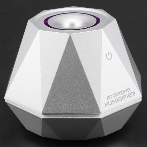 CONNOR Mini humidificateur d'air en forme de diamant 180 ml, diffuseur d'aromes pour maison, voiture, bureau (argent)