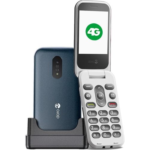 CLOUDDS_2820 4G Téléphone Portable À Clapet Débloqué Pour Seniors-Grandes Touches Parlantes-Caméra-Bluetooth-Touche D'Assistance-Téléphone Portable Basique Sans Internet (Bleu/Blanc)