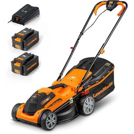 CLOUDDS_Clmf2434G Tondeuse À Gazon Sans Fil 24V Max 2X4.0Ah Batterie,34Cm,Jusqu'À 300M² Paillage 32L,Hauteur De Coupe À 6 Niveaux 20-70Mm 2 Ans De Garantie