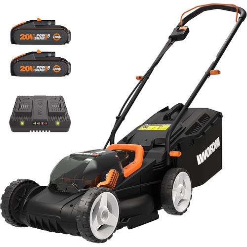 CLOUDDS_36V¿40V Max)Tondeuse Gazon Sans Fil Wg779E,2*20V/2.5Ah,Coupe Largeur: 34Cm,Coupe Hauteur: 20-70Mm,Jusqu'À 280M²,30L Sac,Technologie Intellicut Avec 2A Double-Port Chargeur
