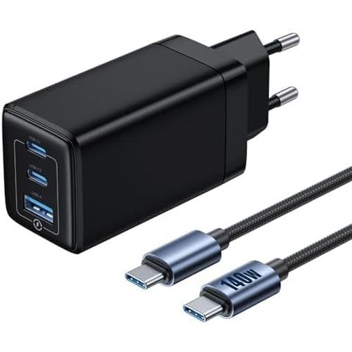 Cloudds_65w Chargeur Usb C Rapide: 3 Ports Gan Usb-C Prise Pd3.0 Avec 140w Usb C Rapide Cable 1.2m,Compatible Avec Iphone16 15 14 13 12 Séries,Macbook Pro/Air,Airpods Ipad Galaxy S24 S23 S22
