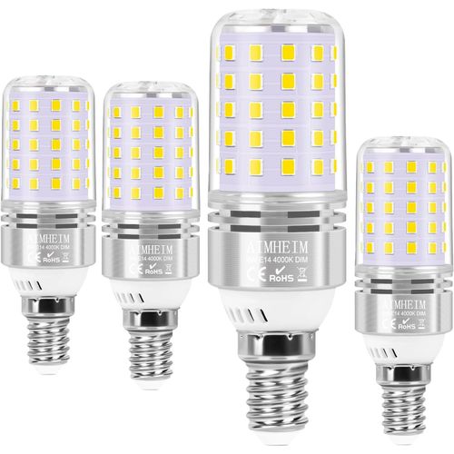 Ytseazn-Ampoule Led E14 Dimmable,4000k Blanc Naturel 8w Led Lampe E14 Équivalent 80w Lampe À Incandescence,Sans Scintillement,E14 Maïs Ampoule Led Petit Culot À Vis,Lot De 4