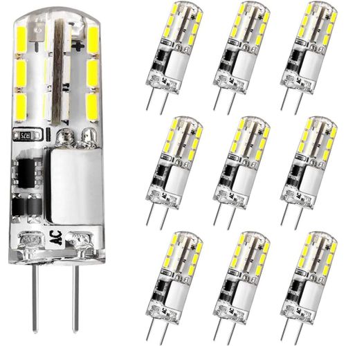 Ytseazn-Ampoule G4 Led,12v 1.5w Équivalent 20w Ampoule Halogène,Blanc Froid 6000k,180lm,Sans Scintillement,Ampoule À Économie D'énergie Pour Lustre De Hotte Aspirante,Non Dimmable,Lot De 10