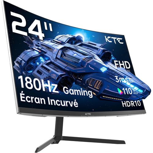 ytseazn-24 Pouces Ecran Pc Gamer Incurvé 1500R,Fhd(1920X1080P)1Ms 180Hz 144Hz 120Hz Ecran Gaming,Freesync/G-Sync,Va Panel,Hdr,Hdmi 2.0/Dp 1.4,Vesa Pour Pc,Laptop,Ps5 Et Autres