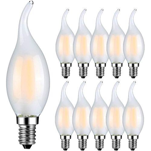 Ytseazn-Led Ampoule Bougie E14 4w Équivalent 40w Blanc Chaud 2700k 400lm C35 Ampoule Flamme E14 Non Dimmable Verre Dépoli Lot De 10