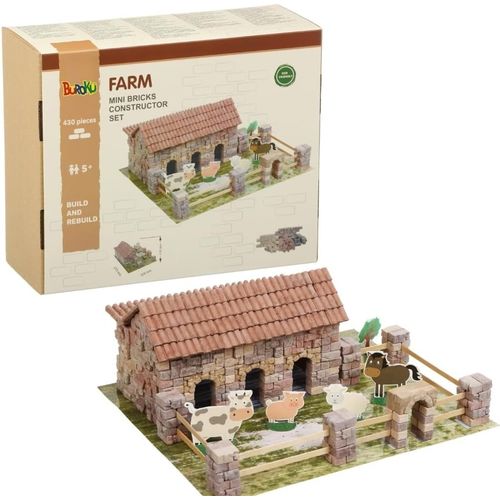 ytseazn-Kit De Construction De Ferme|430 Pièces|Briques En Pierre Et Bois|Favorise L'Apprentissage Stem Et Les Compétences Motrices|Inclus Animaux Et Accessoires|Inclus Colle