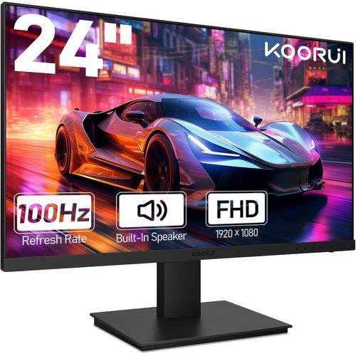 ytseazn-Ecran Pc 24 Pouces,Haut-Parleurs Intégrés,Fhd 1920 * 1080P,100 Hz,Adaptivesync,Hdmi,Vga,Compatible Vesa 75X75 Mm,Eye Care,Flicker-Free Technologie,Noir