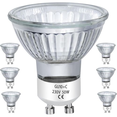Ytseazn-Ampoules Halogènes Gu10 50w 230v Mr16 Pour Rail,Encastré,Éclairage D'accentuation,Plafonnier,Hotte,Dimmable Blanc Chaud,Lot De 6