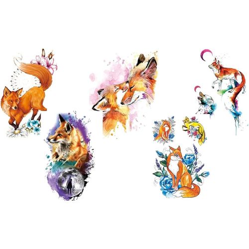 ytseazn-Lot De 5 Feuilles De Tatouages En Forme De Renard Pour Bras Et Animaux