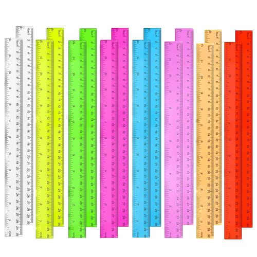 Ytseazn-Lot De 16 Règles En Plastique Transparent De 30,5cm En Vrac Avec Pouces Et Centimètres,Couleurs Assorties Pour Enfants,Idéales Pour La Rentrée Scolaire,La Salle De Classe,Le Bureau,La Maison