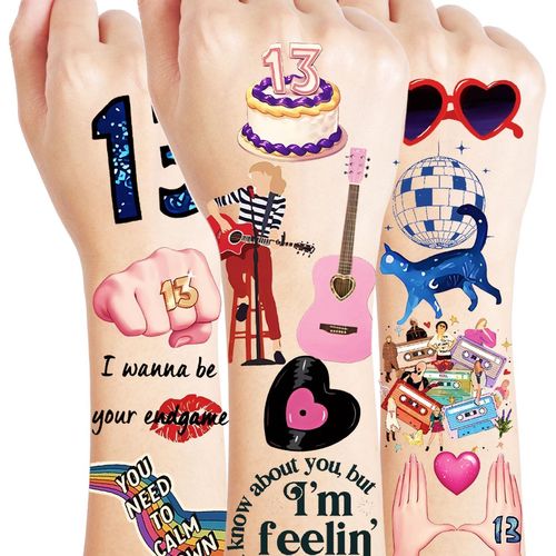ytseazn-Tatouage Enfant Fille 54 Decoration Anniversaire Fete Pour Fan,Style Musique Pop,Tatouage Ephemere Enfant Adulte,Concert Party Visage Bras Tatouage,Cadeau Fille 3 4 5 6 7 8 9 10 Ans