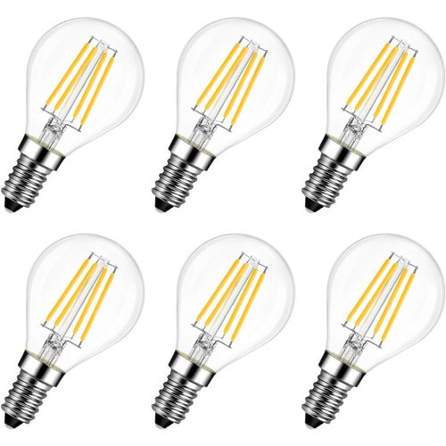 Ytseazn-Lampe À Led E14 5.5w(Remplace 60w),2700k Blanc Chaud,Mini Globale À Filament,Ultra Lumineux 806 Lm,Style Rustique Clair,Non-Dimmable,Lot De 6