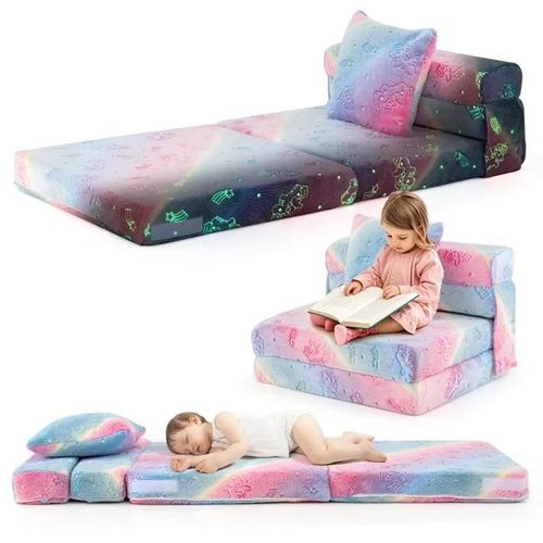 Costway Canapé Lit Convertible Pliant Pour Enfants Avec Coussin Et Housse Lavable En Machine Pour Chambre De Jeu