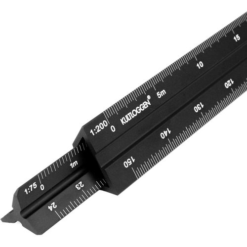 Ytseazn-2 Pièces Échelle Triangulaire Règle Aluminium D'ingénieurs Kutch Règle De Triangle Gravé Au Laser