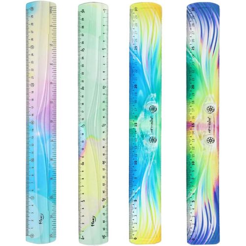 Ytseazn-Flexible Set Règle Multicolore,4 Pièces Règles Douces Et Colorées,Règle En Plastique Incassable,Règles Flexibles En Plastique,Pour École,Salle De Classe,Bureau,Multicolore,30cm