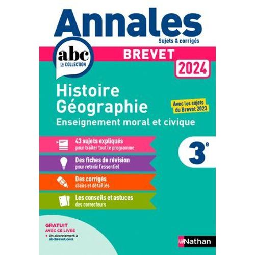 Annales Brevet Histoire Géographie Enseignement Moral Et Civique 2024 - Corrigé