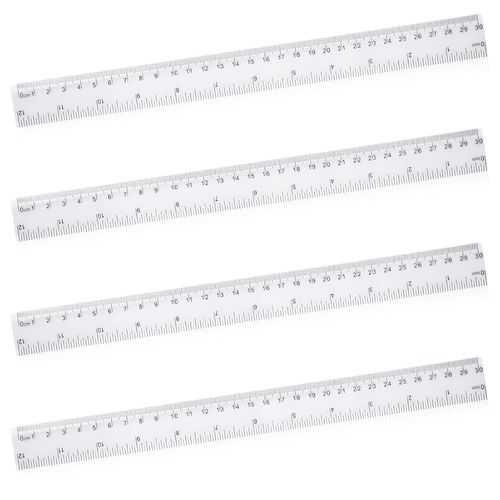 Ytseazn-Lot De 4 Règles Incassables En Plastique Transparent De 30cm