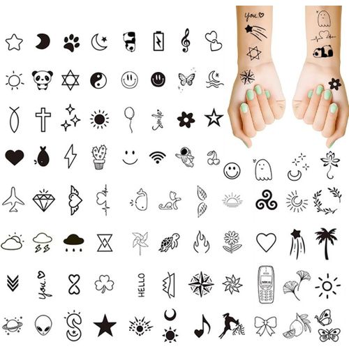 Ytseazn-Tatouages ¿¿Temporaires Ensembles 10 Feuilles Cou Petit Visage Bohème Faux Tatouage Autocollants Dentelle Tatouages ¿¿Tribaux Lotus Lune Fleur Fille Tatouage Peau Colorée Pour Femmes Noir 