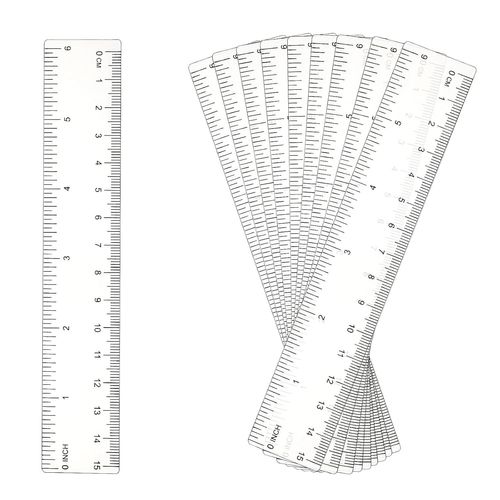 Ytseazn-Lot De 10 Règles En Plastique Transparent De 15,2cm Avec Règles En Pouces Pour Étudiants,École,Bureau