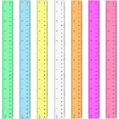 Ytseazn-7 Pièces Règle,30cm Coloré Règle En Plastique Règle Plate Transparente Pour École Bureau Maison(7 Couleurs)