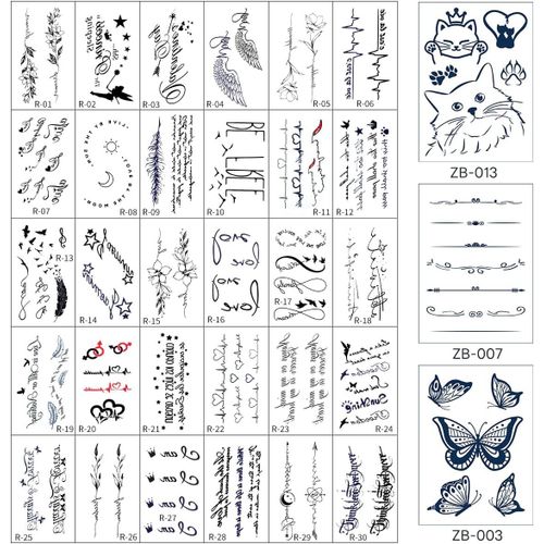 ytseazn-33 Feuilles Tatouage Ephemere Pour Homme,Femme Et Fille Imperméables,Kit Tatouage,Tatouage Temporaire Papillon,Tatoo Temporaire Décoration Fête(Set02)