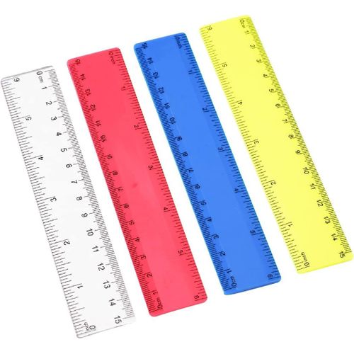 Ytseazn-Lot De 4 Couleurs Règle De 15cm¿Incassable¿Transparentes Règle Créative¿Règle D¿École