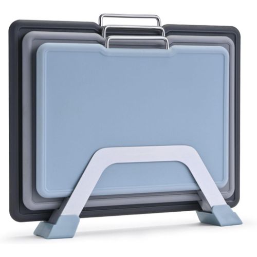 ytseazn-Lot De Planche A Decouper Plastique Sans-Bpa Avec Support Sur Plan De Travail,32X24,30X20,26X19Cm Ensmeble De Grande Et Petite Planche À Découper Apero Cuisine Avec Rigole Code Couleur Noir