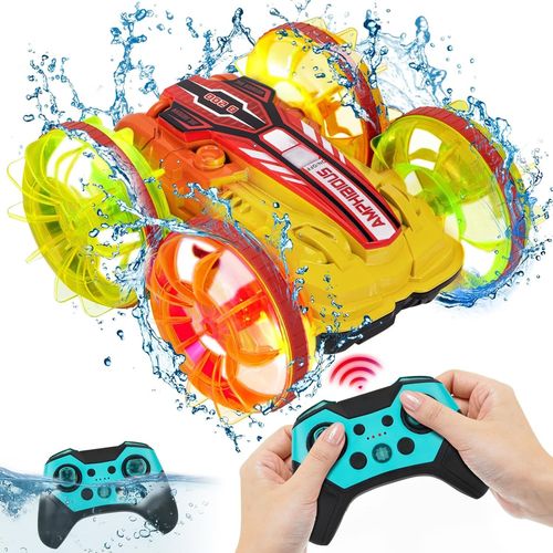 ytseazn-Voiture Télécommandée Tout Terrain,4Wd 360°Rotation 2.4Ghz Rc Voiture Tout Terrain Etanche,Stunt Car Offroad Jouet Véhicule Enfants Garçon Cadeau D'Anniversaire De Noël Fille 3-12 Ans(Jaune)