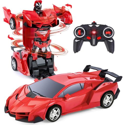 ytseazn-Transformers Voiture Télécommandée 2-En-1 Pou Enfants Âgés De 5 À 12 Ans,Unisexe,Rouge