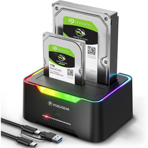 ytseazn-Dock Disque Durs,Usb3.0 Station D'Accueil Disque Dur Pour 2,5 Et 3,5 Pouces Sata Hdd/Ssd Jusqu'À 40 To,Fonction Clonage Hors Ligne Prend En Charge Uasp Double Baie
