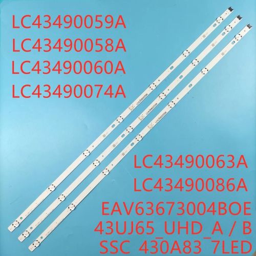 LED bande de rétro-éclairage (3) pour 43UJ675V 43UJ634V 43LJ624V 43LJ634V 43LJ617T 43UJ701V 43UJ6309 43UJ6307 43UJ670V 43UJ6350 43UJ6500 5 set CHINA
