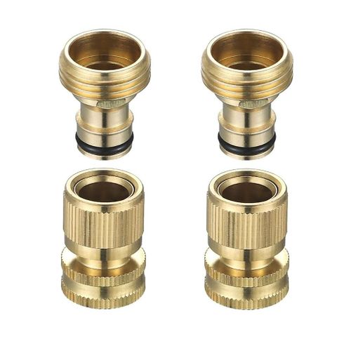 2 paires 3/4 quot;en laiton connecteur rapide robinet de jardin adaptateur mamelon fileté