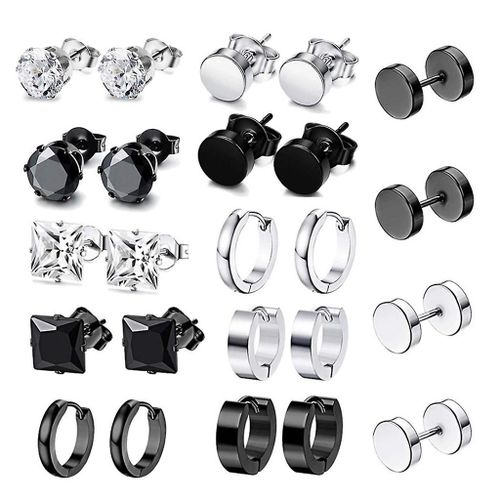 12 Paires/Ensemble En Acier Inoxydable Punk Boucles D¿Oreilles Hip Hop Rock Boucles D¿Oreilles Goutte Dangle