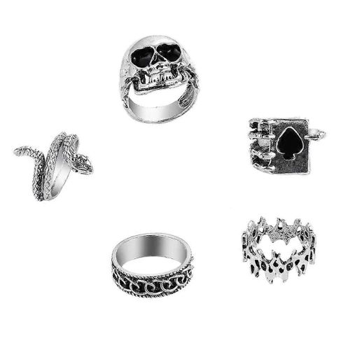 Punk Anneaux Ensemble Pour Hommes Femmes, Bagues Alt, Bagues Encombrantes, Bagues Hippie, Bijoux Gothiques