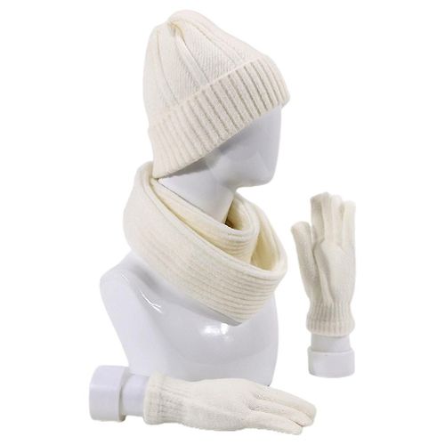 3pcs Hommes Femmes Tricotées Bonnet Bonnet Echarpe Gants Set Unisexe Épais Hiver Casquette Chaude Cou Plus Chaud Extérieur