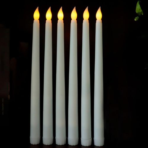 MONDODIGITALE-Lot De 6 Bougies À Led, Bougies Sans Flamme, Bougies À Piles, Bougies Longues Led Pour Noël Table Mariage Anniversaire Fête Décoration (Blanc)