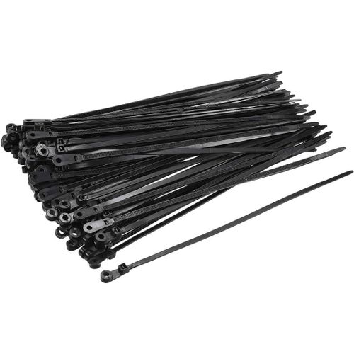MONDODIGITALE-Sourcingmap Lot De 80 Serre-Câbles En Nylon Avec Trou De Vis Noir 20,3 Cm