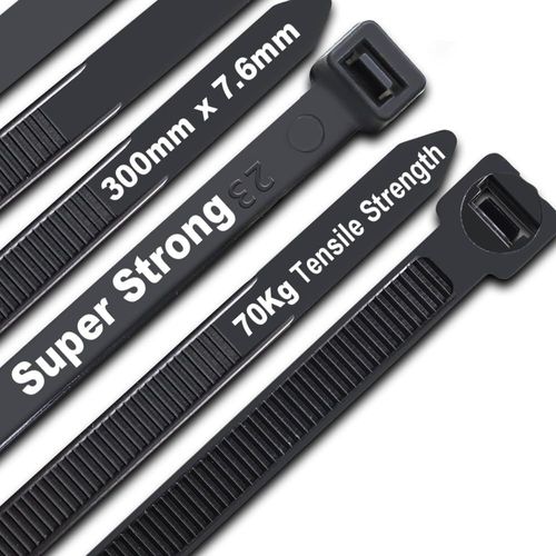MONDODIGITALE-Lot De 100 Serre-Câbles En Nylon Résistants Aux Uv Avec Résistance À La Traction De 70 Kg Noir 300 Mm X 7,6 Mm